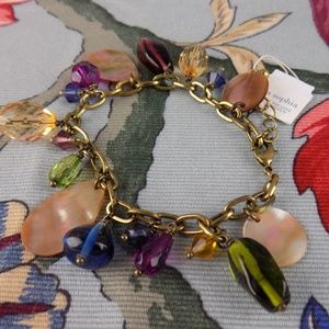 NWT Lia Sophia Abalone Beads Charm Bracelet